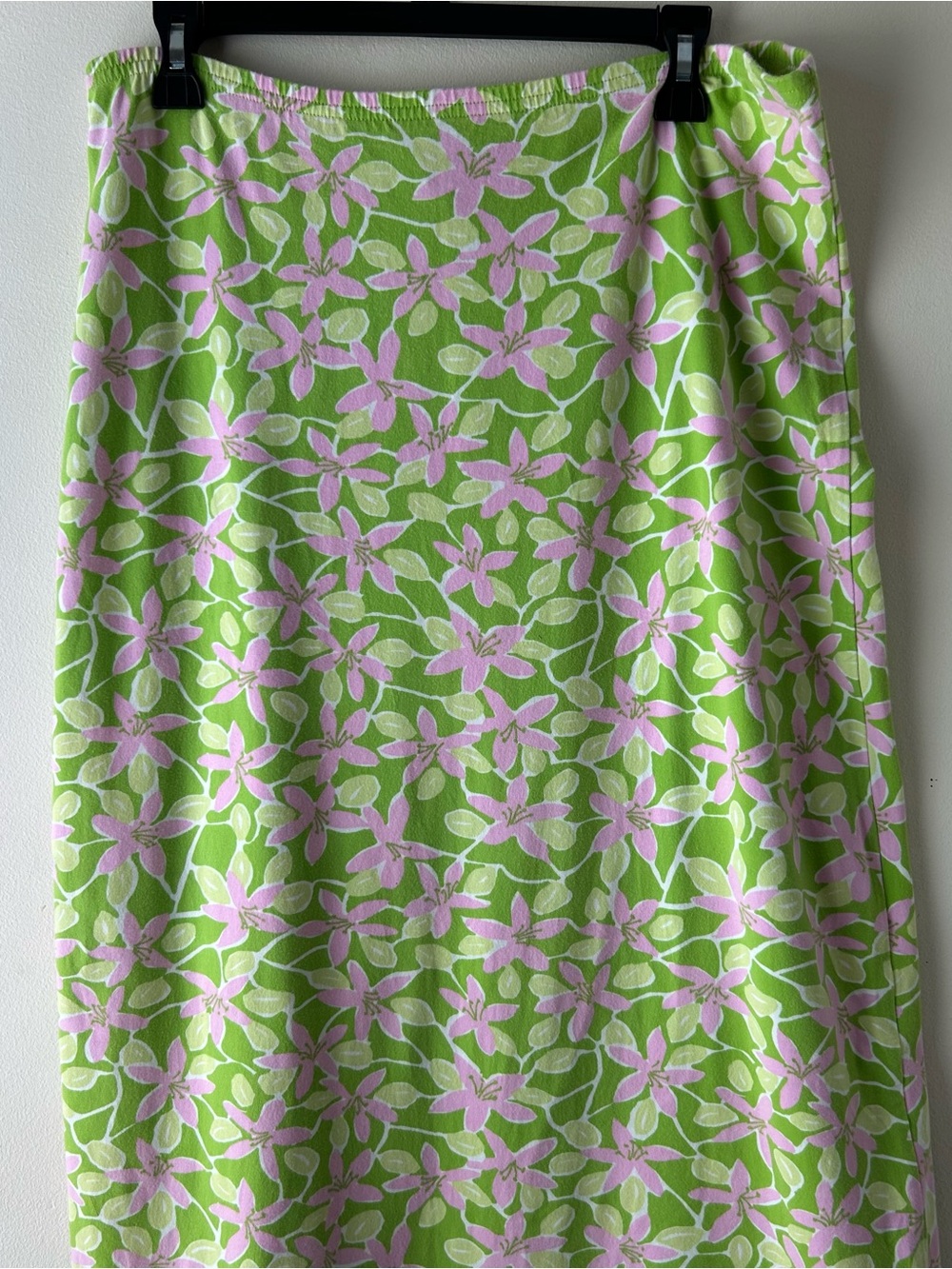Lilly Pulitzer Vintage Cotton Maxi Skirt Floral Green Pink M - Picture 2 of 11